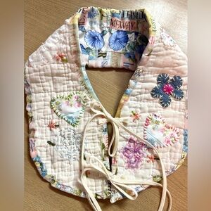 Quilted Collar With Embellishments & Lined With Morning Glory Fabric